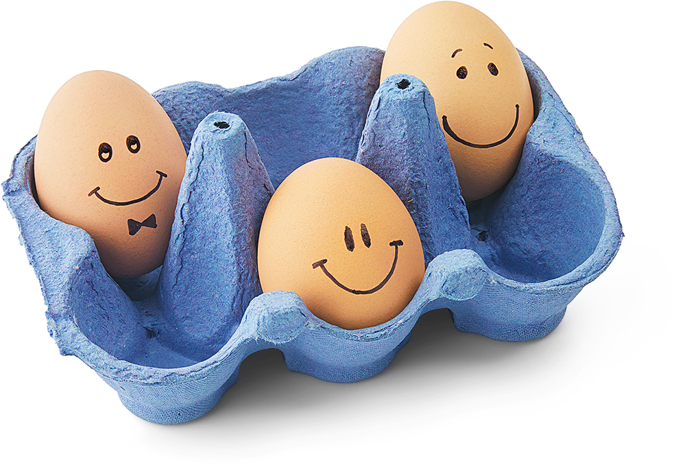 Carton off eggs with smiling faces