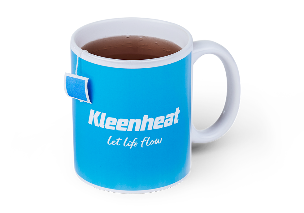 Kleenheat mug filled with tea